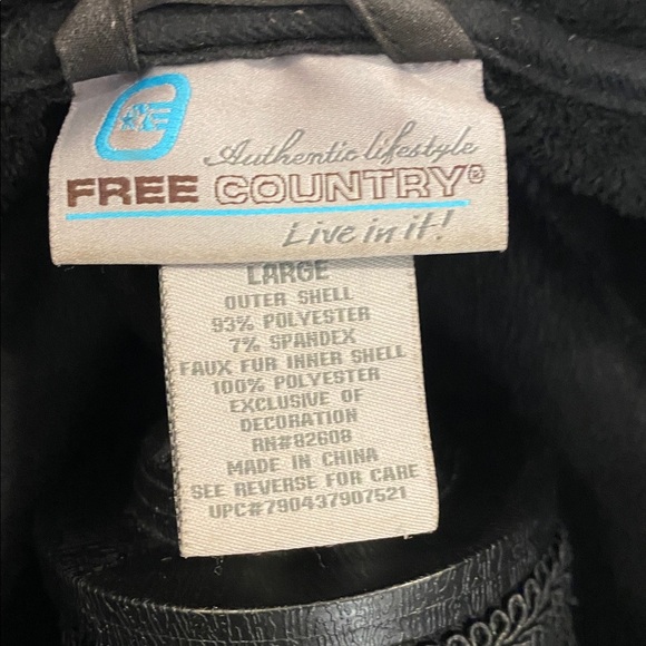 Free Country Jacket Moto Faux Fur Fleece Lined Black Monochrome Plaid Size Large - Picture 2 of 12